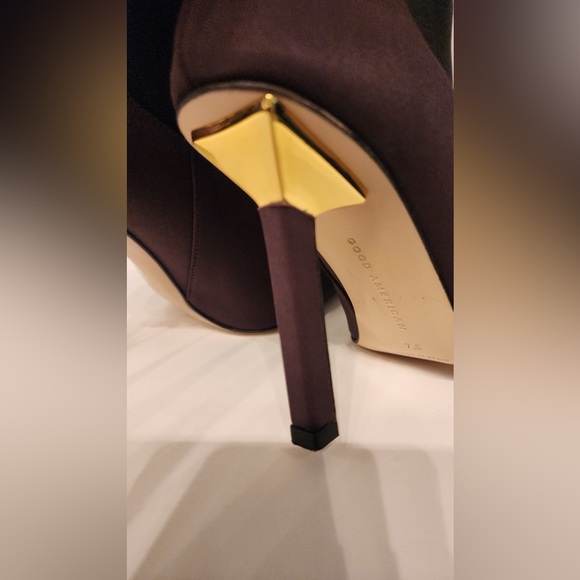 Good American High Kickstand Neoprene Bootie In Brown Gold Accents Size 7.5 & 9 - Picture 7 of 13